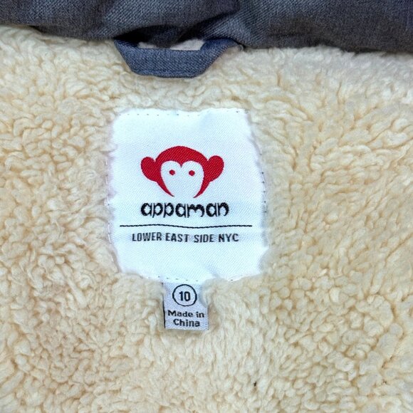 Appaman Boys Denali Faux Fur Trim Coat Sherpa lining Size 10 Grey NWOT MSRP $180 - Picture 4 of 10